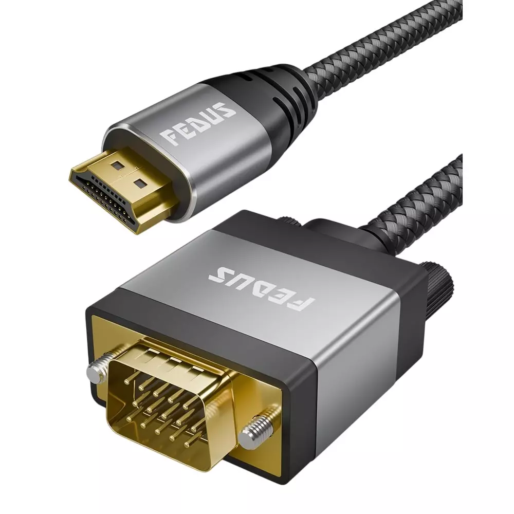 FEDUS HDMI to VGA Cable Male to Male 3 m Cable Length 1920x1080 Resolution
