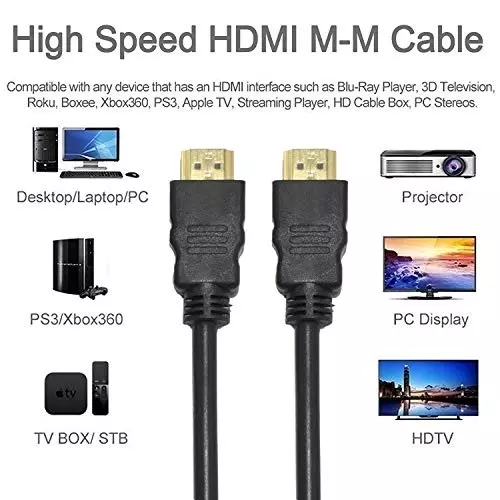 FEDUS HDMI Cable Male to Male Black 3 m Gold Plated