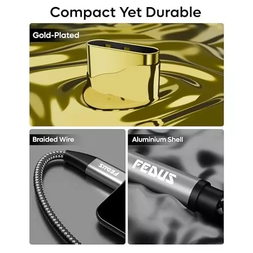 FEDUS USB Type C to 3.5 mm Male Aux Audio Dongle Cable Grey 3 m