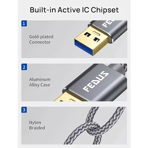 FEDUS 3.0 USB Extension Cable Grey 20 m