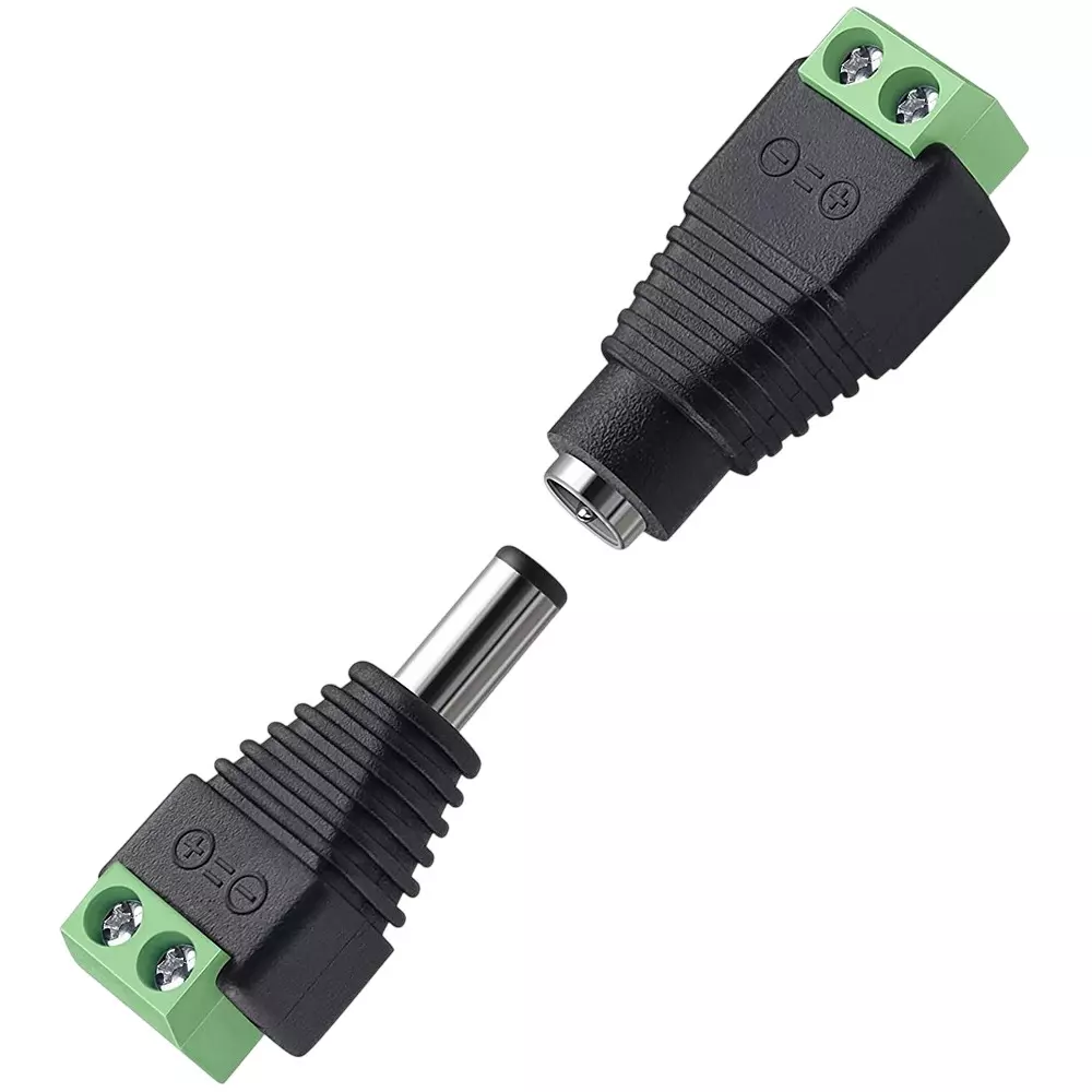 FEDUS DC Power Jack Plug Adapter Connector 12 V 24 V Male Female for CCTV Camera/Led Strip Light (Pack of 5 Pairs)