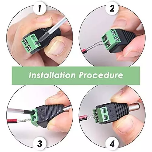 FEDUS DC Power Jack Plug Adapter Connector 12 V 24 V Male Female for CCTV Camera/Led Strip Light (Pack of 20 Pairs)