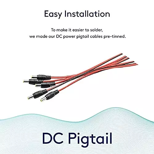 FEDUS DC Power Pigtail Connectors 30 cm for CCTV Surveillance Camera (Pack of 20 Pcs)