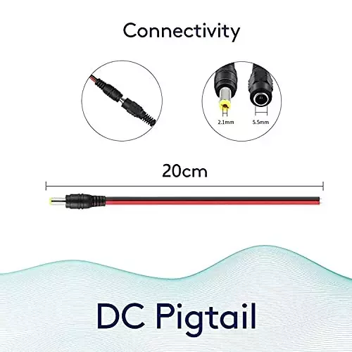 FEDUS DC Power Pigtail Connectors 30 cm for CCTV Surveillance Camera (Pack of 20 Pcs)