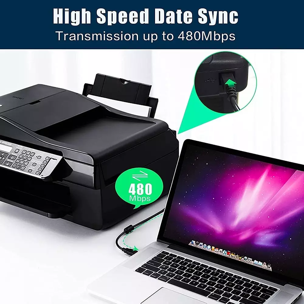 LOTA USB Printer Cable A Male to B Male High Speed Heavy Shielded PVC Black 1.5 m, ‎MST-791-LT