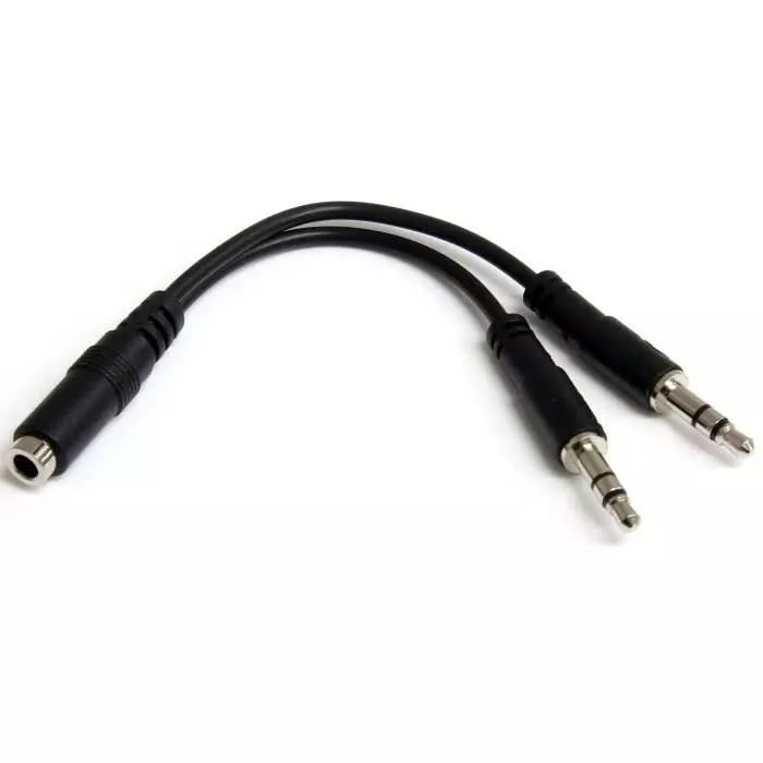 StarTech.com Female 3.5mm Stereo Jack to Male 3.5mm Stereo Jack x 2 Aux Cable Black, MUYHSFMM