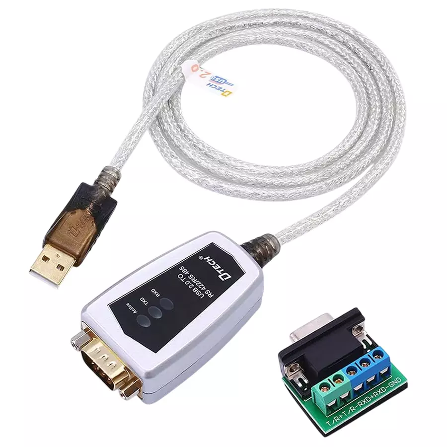 DTECH USB To RS422 RS485 Serial Port Adapter Cable with FTDI Chipset 1.2 m 5-Pin Terminal for Windows 11, 10, 8, 7, XP, Mac