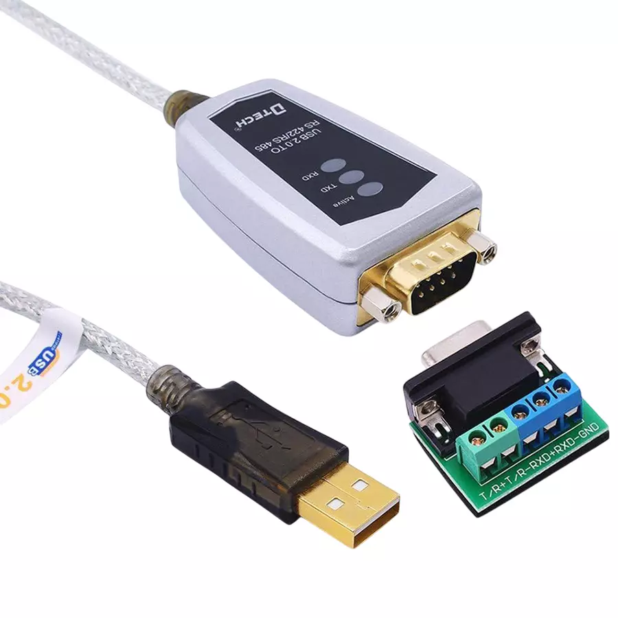 DTECH USB To RS422 RS485 Serial Port Adapter Cable with FTDI Chipset 1.2 m 5-Pin Terminal for Windows 11, 10, 8, 7, XP, Mac