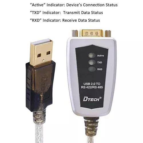 DTECH USB To RS422 RS485 Serial Port Adapter Cable with FTDI Chipset 1.2 m 5-Pin Terminal for Windows 11, 10, 8, 7, XP, Mac