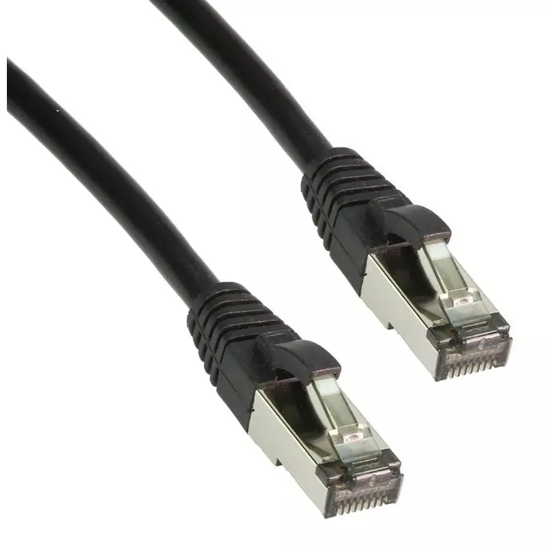 AMPHENOL CABLES ON DEMAND Patch Cable, 8P8C, Rj45 Plug-Plug, 7 , MP-CAT8STPBLK-007