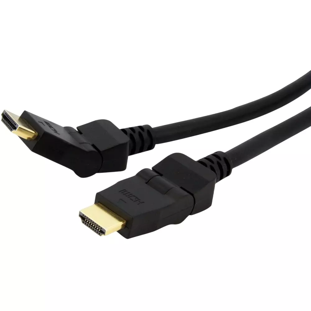 MakWorld High Speed HDMI Male to HDMI Male Cable 35 cm with 180° Swivel Gold Plated Connector, Black