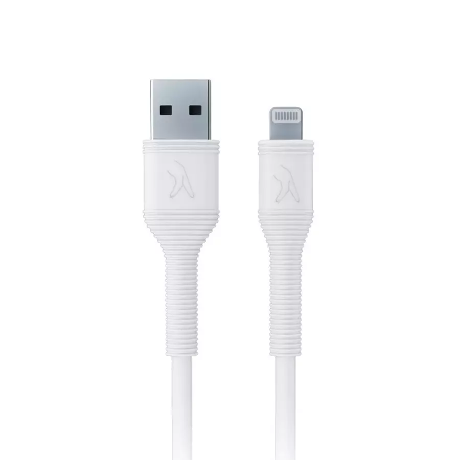 FINGERS USB-A to Lightning Cable 1 m Cable Length PVC Material 480 Mbps Transfer Speed Classic White Color, FMC-L14