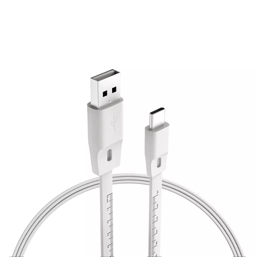 FINGERS USB-A to USB-C Cable 1 m Cable Length PVC Material 480 Mbps Transfer Speed Classic White Color, FMC-ChargeScale-C03