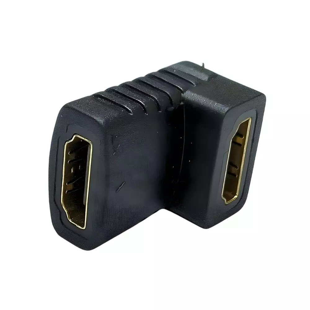 SETMI INDIA HDMI Jointer Right Angle Female to Female Supports Dolby TrueHD & DTS-HD Audio, Black