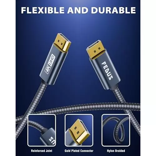 FEDUS 4K Display Port Cable for Laptop, PC, Gaming Monitor, Graphics Card 5 m