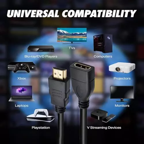 PremiumAV 1 m HDMI Extension Cable Male to Female, 4K & 1080p Support