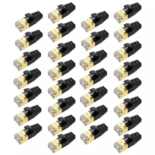 amiciTools RJ45 CAT7 Shielded Ethernet Termination Plug Pack of 30 Zinc Alloy 10 Gbps Network Connector, 1xRJ-45-GOLD-30 (Pack of 30)