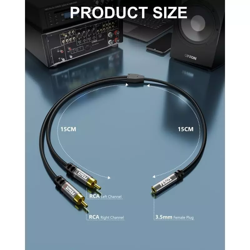 FEDUS 2RCA Male Stereo Audio Cable ‎Black 1 m