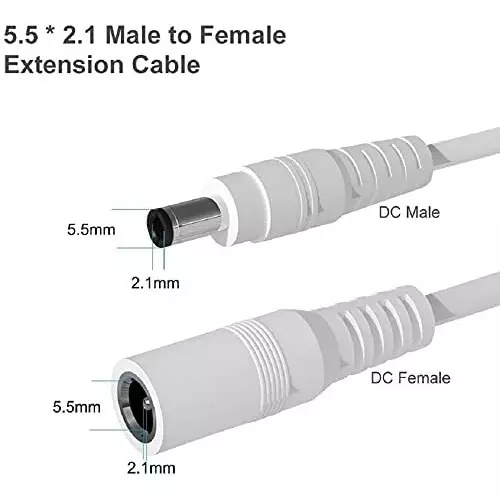 FEDUS Male & Female DC Power Barrel Jack Plug Connector ‎5 Amp White 2.1 mm / 5.5 mm (Pack of 40 Pairs)