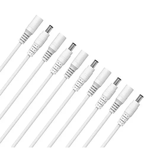 FEDUS Male & Female DC Power Barrel Jack Plug Connector ‎5 Amp White 2.1 mm / 5.5 mm (Pack of 200 Pairs)