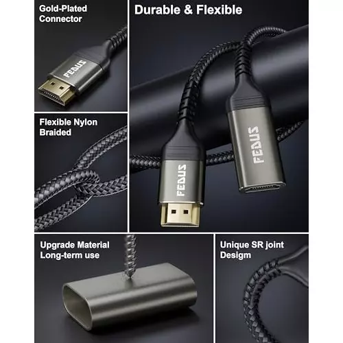 FEDUS HDMI Extension Cable Support ‎Black 18 Gbps
