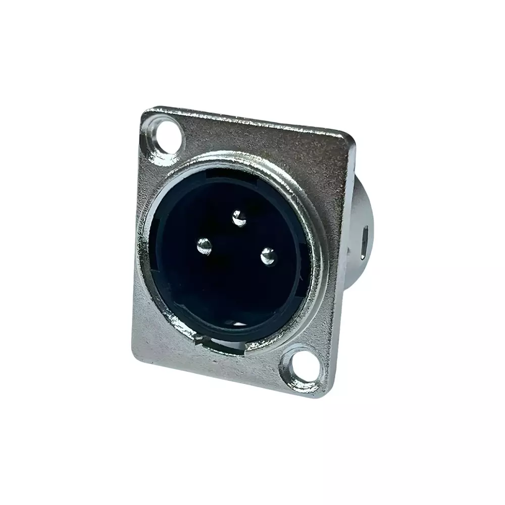 SETMI INDIA XLR Connector Male 3-Pin Panel Mount Nickel-Plated Metal, Silver