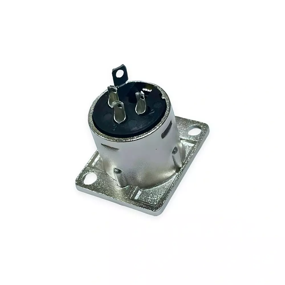 SETMI INDIA XLR Connector Male 3-Pin Panel Mount Nickel-Plated Metal, Silver