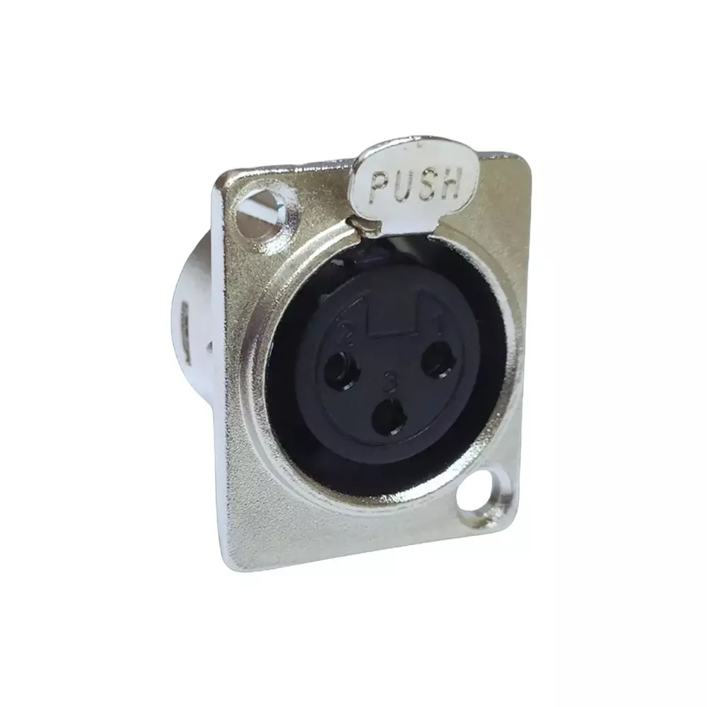 SETMI INDIA XLR Connector Female 3-Pin 50-250 V AC/DC, Push-Lock Mechanism, Silver & Black