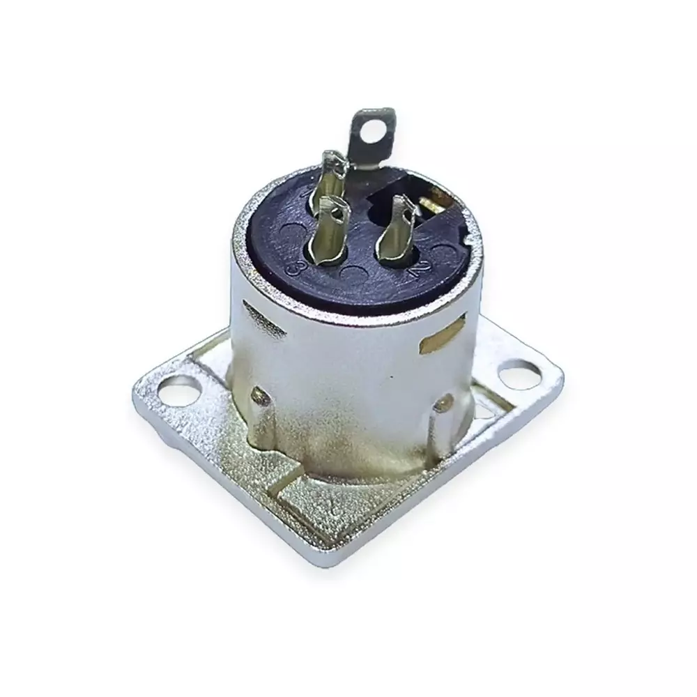 SETMI INDIA XLR Connector Female 3-Pin 50-250 V AC/DC, Push-Lock Mechanism, Silver & Black