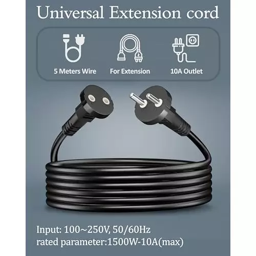 FEDUS 18 AWG Heavy Duty Male to Female 2 Pin Power Extension Cord Wire 10 Amp 5 m