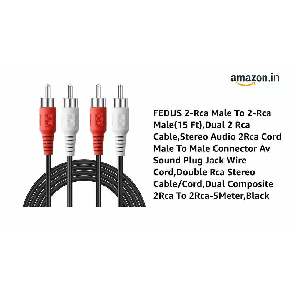 FEDUS 2-RCA Male to 2-RCA Male Converter Red & White 5 m