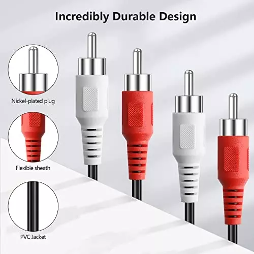 FEDUS 2-RCA Male to 2-RCA Male Converter Red & White 5 m