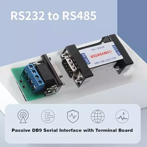 PremiumAV RS232 to RS485 Converter Adapter Passive DB9 Serial Interface with Terminal Board Communication Module for PLC, Modbus, CNC, Microcontroller
