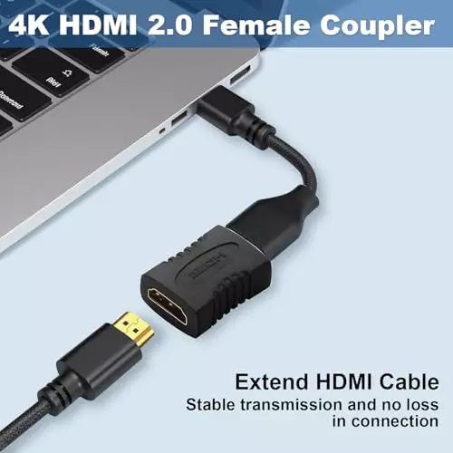 PremiumAV Female to Female Adapter Connector for Monitor, Projector, PS4, Laptop