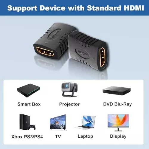 PremiumAV Female to Female Adapter Connector for Monitor, Projector, PS4, Laptop