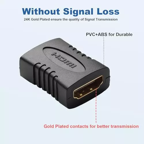 PremiumAV Female to Female Adapter Connector for Monitor, Projector, PS4, Laptop