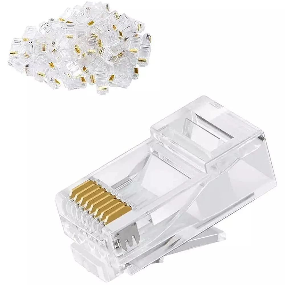 LOTA High-Speed RJ45 Connectors Transparent for Bulk Installations and DIY Networking Projects, MST-1306-LT (Pack of 100 Pcs)