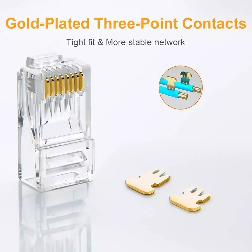 LOTA High-Speed RJ45 Connectors Transparent for Bulk Installations and DIY Networking Projects, MST-1306-LT (Pack of 100 Pcs)