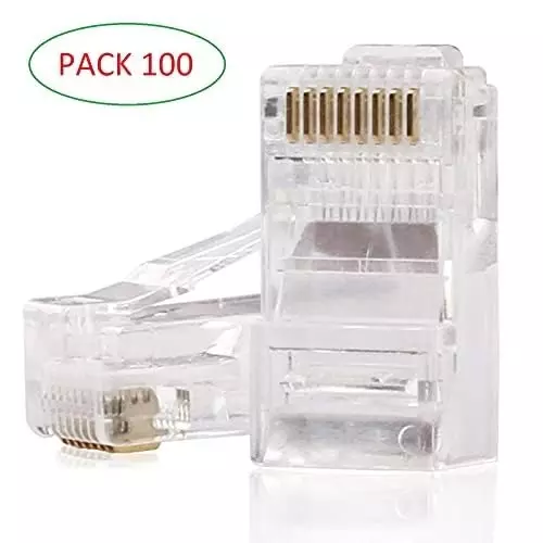 LOTA High-Speed RJ45 Connectors Transparent for Bulk Installations and DIY Networking Projects, MST-1306-LT (Pack of 100 Pcs)