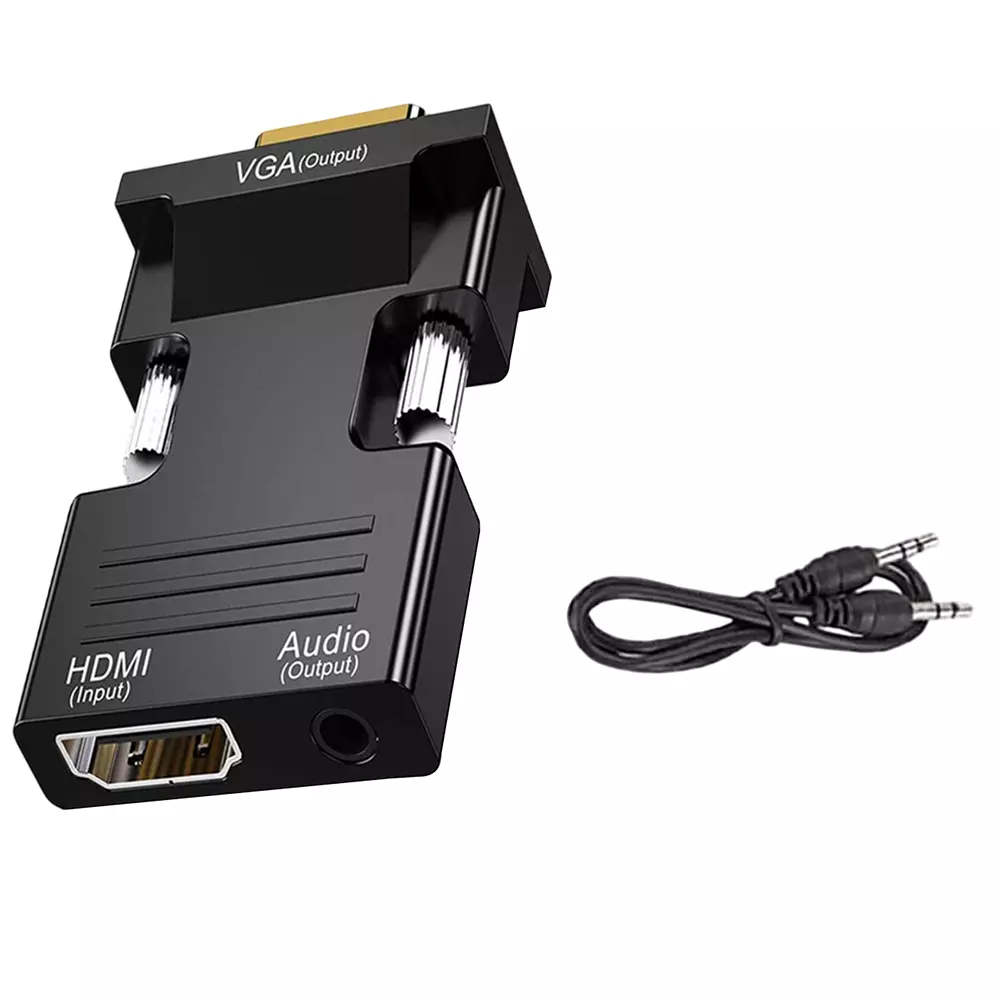 LOTA HDMI to VGA Adapter with 3.5 mm Stereo Audio Cable Black Supports Upto 1920x1080 Pixels, MST-964-LT
