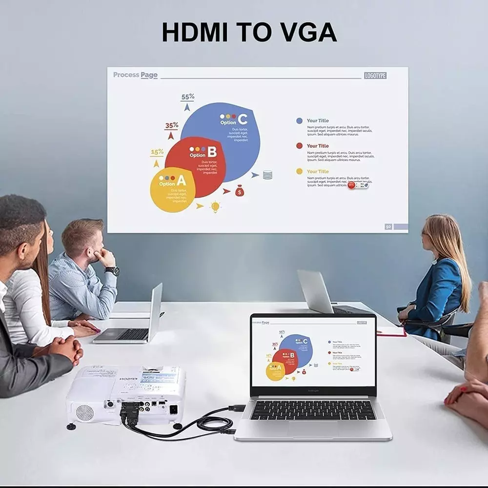 LOTA HDMI to VGA Adapter with 3.5 mm Stereo Audio Cable Black Supports Upto 1920x1080 Pixels, MST-964-LT