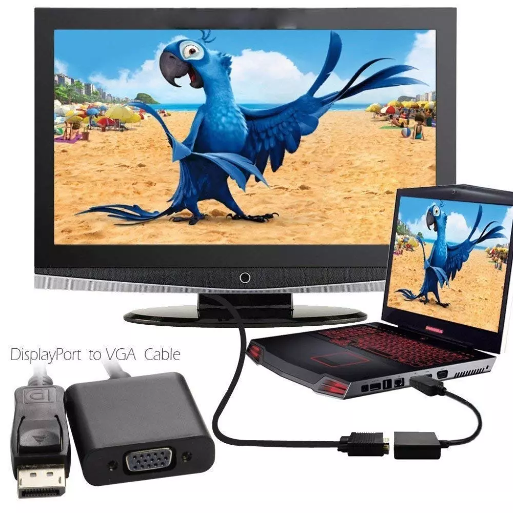 LOTA DisplayPort to VGA Adapter Black Male to Female 1080p Full HD Supports Plug & Play, MST-829-LT