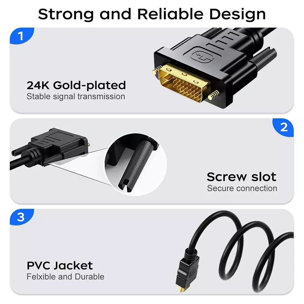 LOTA HDMI to DVI-D (24+1) Adapter Male to Male Black 1.5 m 1080p Full HD Supports, MST-3136-LT