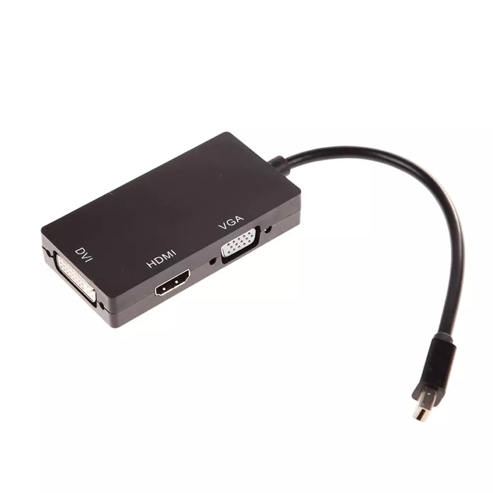 LOTA 3-in-1 Mini DisplayPort (Thunderbolt) to HDMI+VGA+DVI Adapter Black, MST-1294-LT