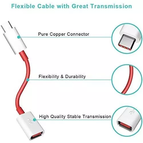 LOTA USB 3.0 to Type-C OTG Adapter Male to Female White & Red for Fast Data Transfer & Charging Support, MST-1526-LT