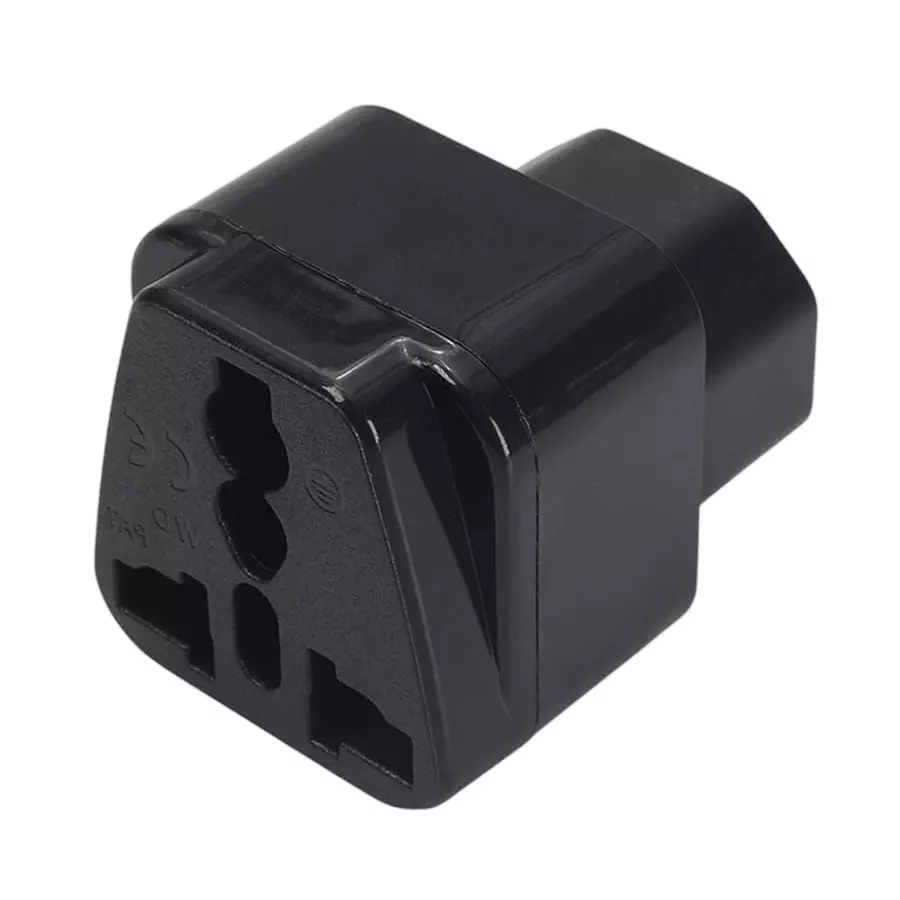 MakWorld UPS IEC C14 Male to Universal Female Socket Power Adapter Converter AC110-250 V Input Voltage, Black
