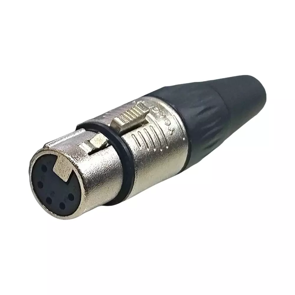 SETMI INDIA XLR Connector Plug Female 5-Pin Nickel-Plated Housing, Silver & Black