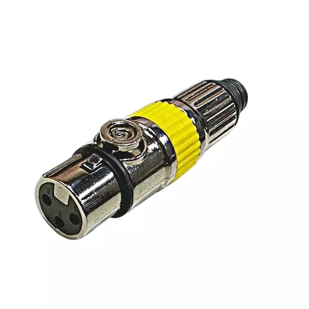 SETMI INDIA XLR Connector Female 3-Pin Nickel-Plated Metal PCB Mount, Silver & Yellow