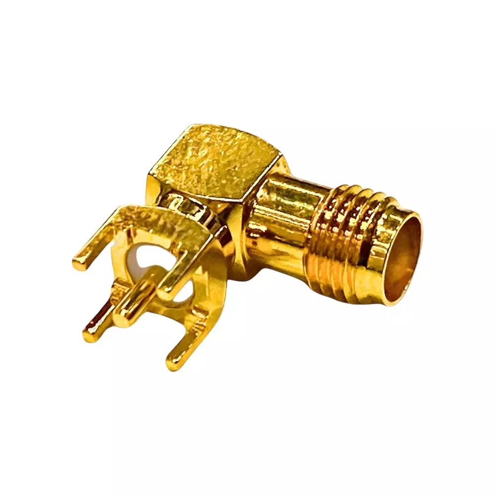 SETMI INDIA SMA Connector Female Right Angle PCB Mount 50 Ω Gold-Plated with Solder Pin