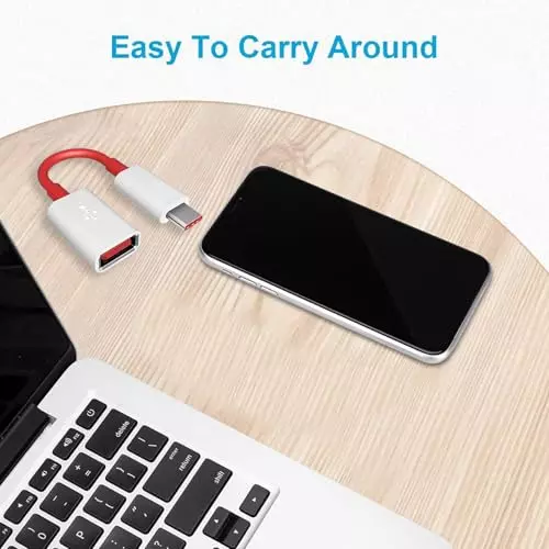 PremiumAV USB 3.0 to Type-C OTG Adapter Cable Male to Female Connector for Smartphones, Tablets, Laptops & USB-C Devices White & Red
